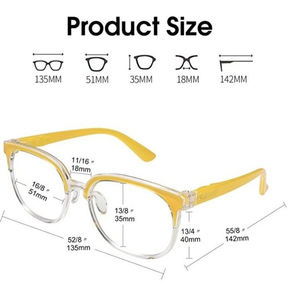 Replaceable Legs-Oversized Blue Light Blocking Glasses Women Men Large - Picture 3 of 5